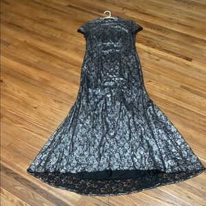 Carmen Marc Valvo Black and Silver High Low Dress